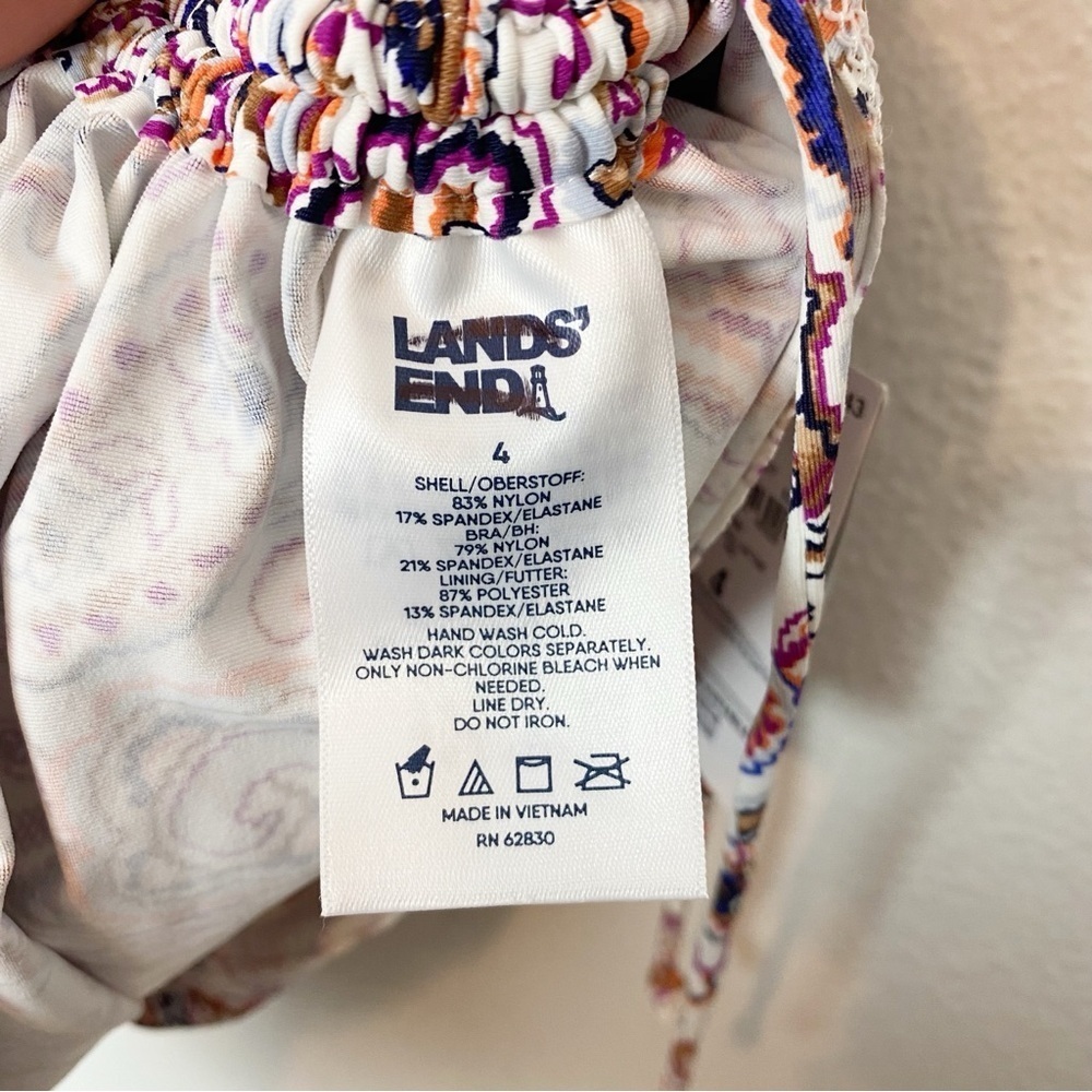 Land’s End Retro Paisley Adjustable Underwire V-Neck Tankini Top 522543 - Picture 8 of 9